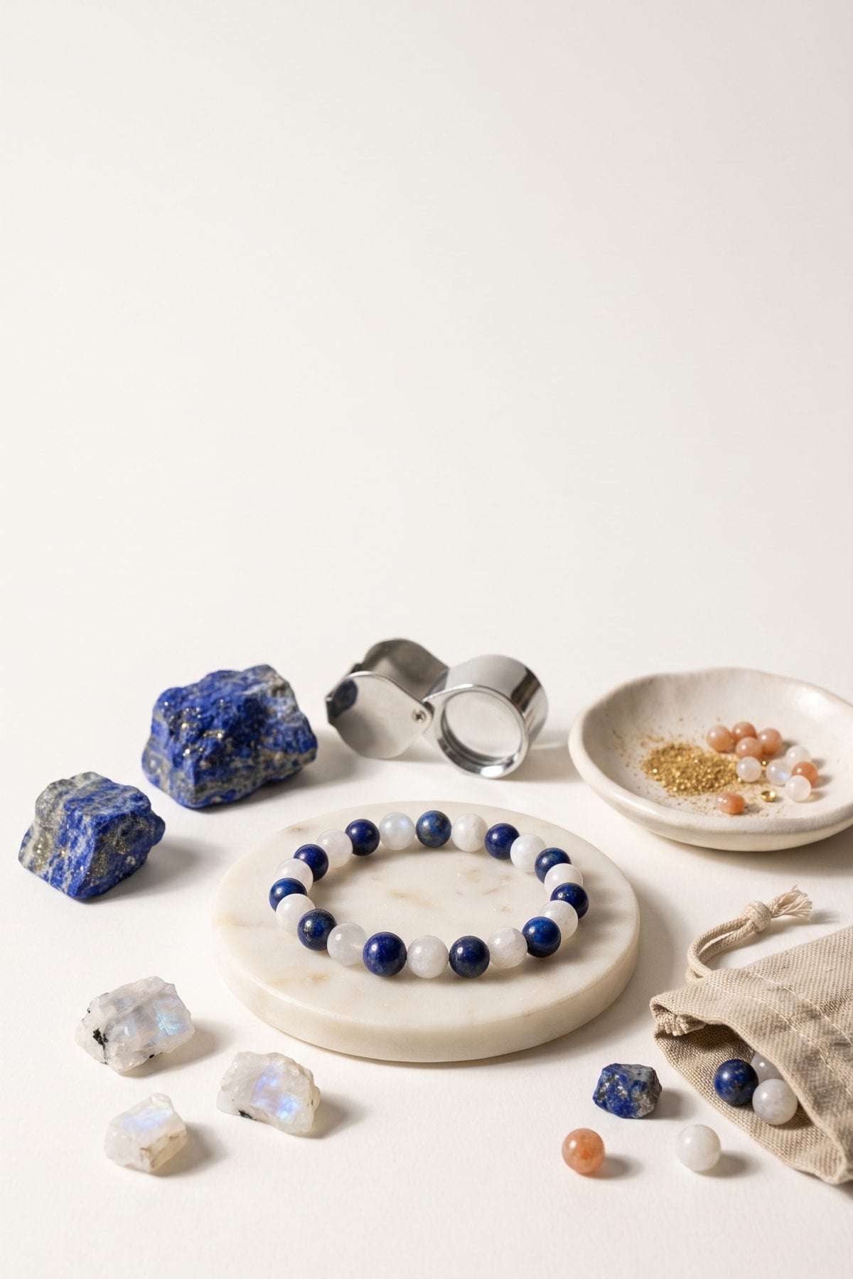 Doğal Ay Taşı Lapis Lazuli Kadın Kombin Bileklik - 8 mm