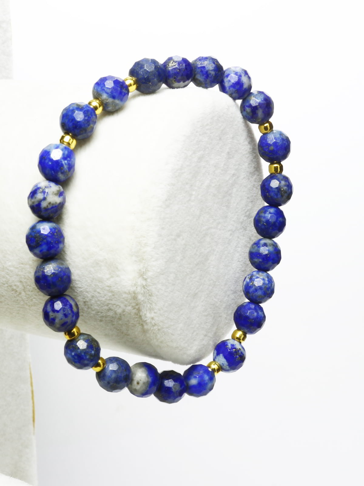 Lapis Lazuli Faset Kesim Gold Detaylı Kadın Bileklik
