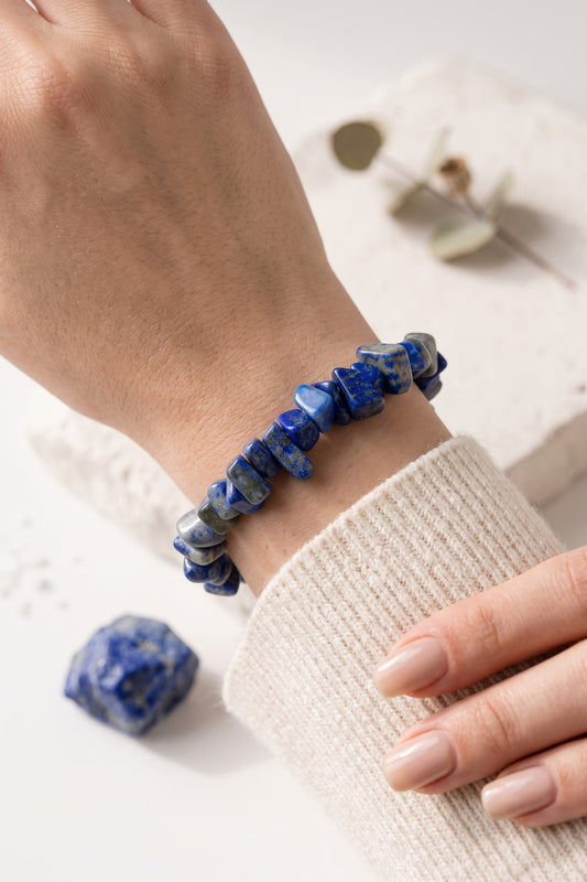 Doğal Kırık Taş Lapis Lazuli Esnek Kadın Bileklik