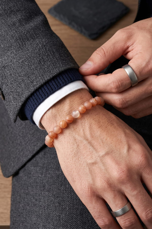 Hakiki Yemen Akik Bileklik - 4 mm İnce Küre Kesim