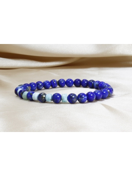 Lapis Lazuli - Larimar Doğal Taş Bileklik