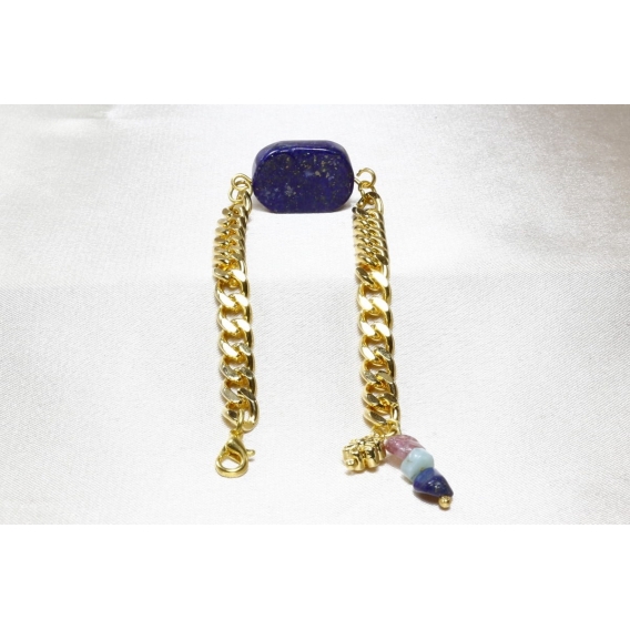 Lapis Lazuli Taşı Bileklik / Altın Kaplama Bileklik / Tasarım Bileklik