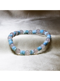 Larimar ve Pembe Kuvars Taşı Bileklik | Atlantis Koleksiyonu