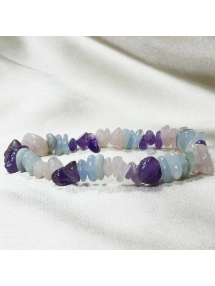 Ametist Akuamarin Pembe Kuvars Doğal Taşlı Bileklik