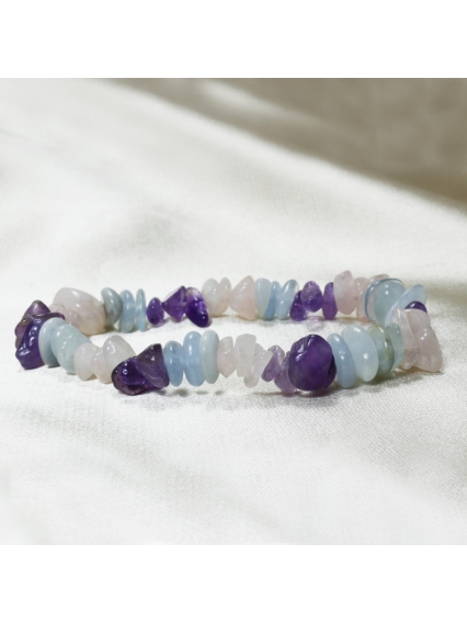 Ametist Akuamarin Pembe Kuvars Doğal Taşlı Bileklik