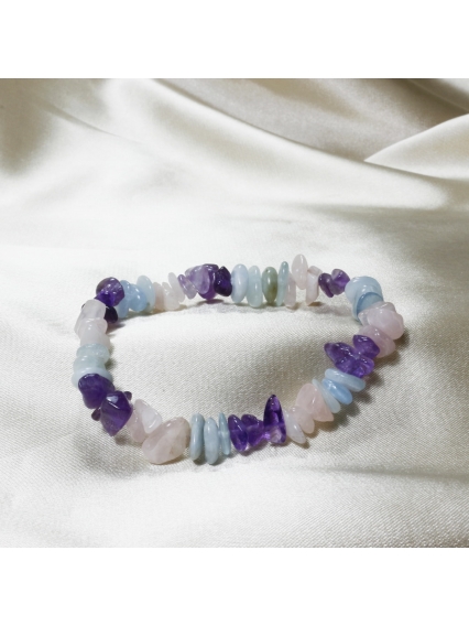 Ametist Akuamarin Pembe Kuvars Doğal Taşlı Bileklik