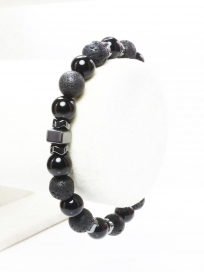 Oniks Lav Hematit Doğal Taş Erkek Bileklik