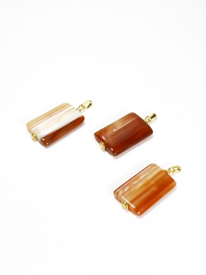 Doğal Kırmızı Akik Taşı Kolye Ucu | Gerçek Altın Kaplama Detaylı