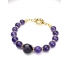 Ametist Doğal Taşlı 24 Ayar Altın Kaplama Tasarım Bileklik