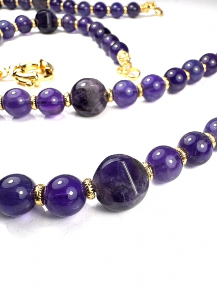 Ametist Doğal Taşlı 24 Ayar Altın Kaplama Tasarım Bileklik