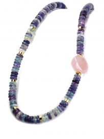 Faset Kesimli Pembe Kuvars ve 24 Ayar Altın Kaplama Bileklik | Doğal Zarafetin En Işıltılı Hali