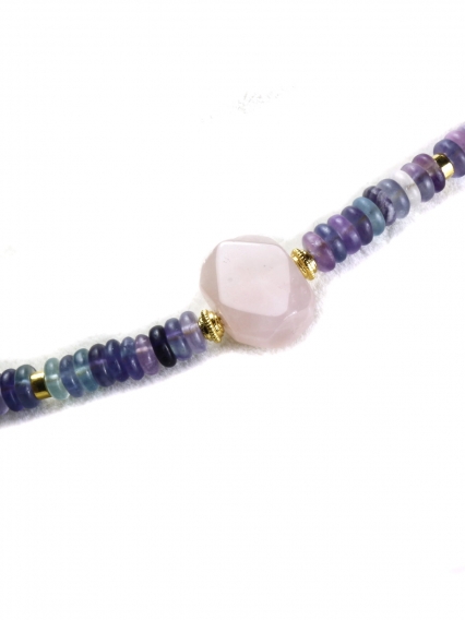 Faset Kesimli Pembe Kuvars ve 24 Ayar Altın Kaplama Bileklik | Doğal Zarafetin En Işıltılı Hali