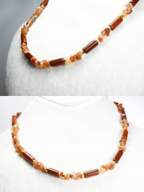 Kırmızı Akik Taşı Kolye | Gerçek Altın Kaplama El Yapımı Doğal Taş Kolye