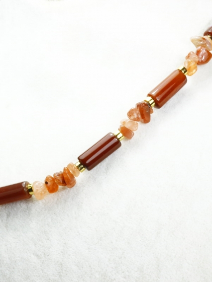 Kırmızı Akik Taşı Kolye | Gerçek Altın Kaplama El Yapımı Doğal Taş Kolye