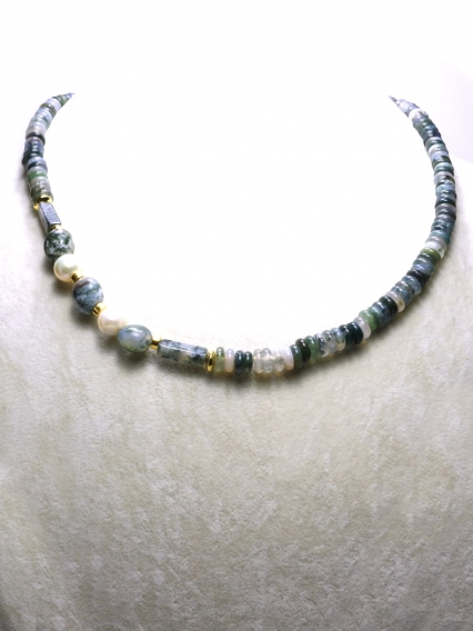 Sodalit Taşı Kolye | Gerçek Altın Kaplama & Barok İnci Detaylı El Yapımı Doğal Taş Takı