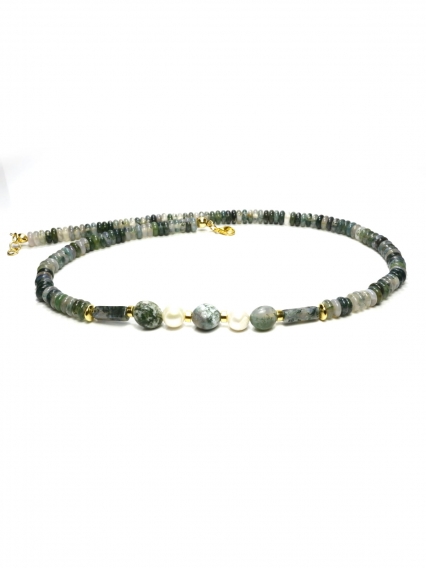 Sodalit Taşı Kolye | Gerçek Altın Kaplama & Barok İnci Detaylı El Yapımı Doğal Taş Takı