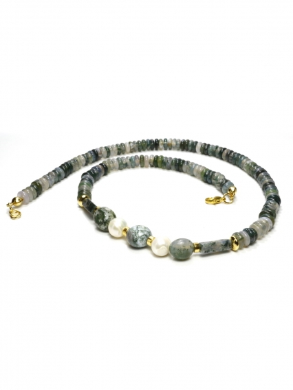 Sodalit Taşı Kolye | Gerçek Altın Kaplama & Barok İnci Detaylı El Yapımı Doğal Taş Takı