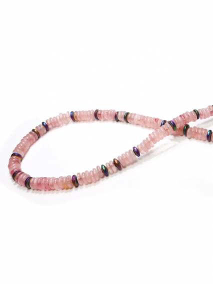 Pembe Kuvars Taşı Hematit Detaylı 24 Ayar Gerçek Altın Kaplama Kolye