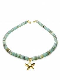 Amazonit Taşı & Altın Kaplama Deniz Yıldızı Kolye