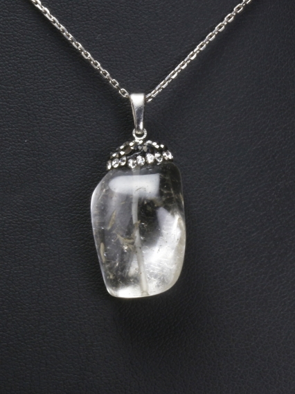 Kuvars Doğal Taş Kolye Ucu * Tamburlu