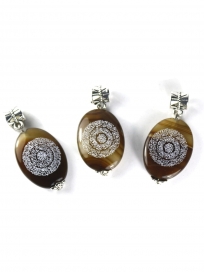 Ayetel Kürsi Siyah Akik Taşı Kolye Ucu / Siyah Akik Yuvarlak Kolye Ucu