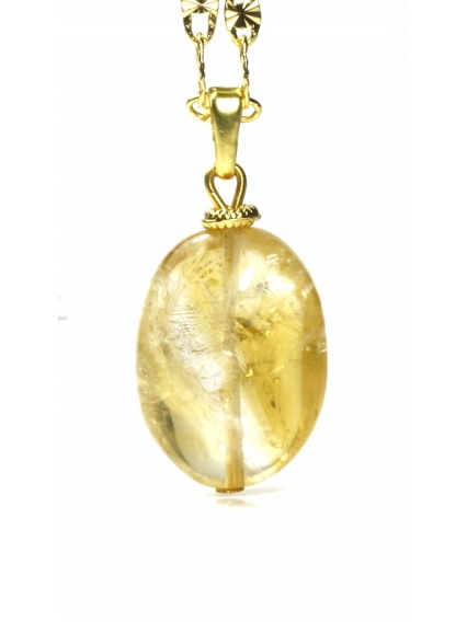 Yüksek Kalite Orijinal Sitrin Taşı Kolye Ucu | Gerçek Altın Kaplama Alerji Yapmayan Doğal Taş