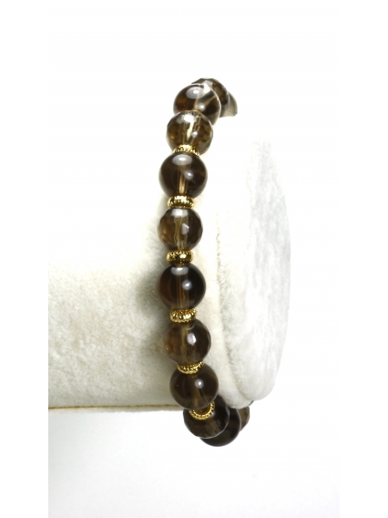 Orijinal Dumanlı Kuvars Taşı Bileklik | Gerçek Altın Kaplama Detaylı