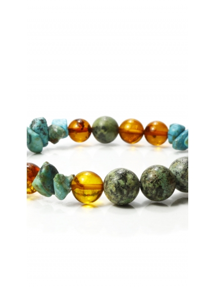 Orijinal Lav Taşı ve Rutilli Kuvars Bileklik | Topraklanma ve Enerji Doğal Taş Takı