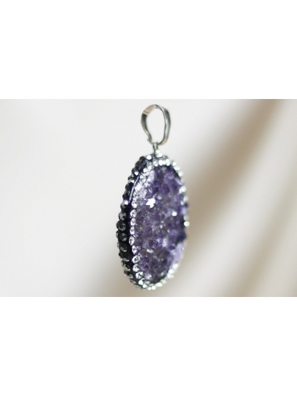 Ametist Doğal Markazitli Kayaç Kolye Ucu 7 gr