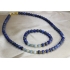 Lapis Lazuli - Akuamarin Kolye Bileklik Set - Altın Kaplama Detaylı