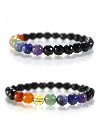 Oniks Çakra Bileklik * 7 Farklı Doğal Taş