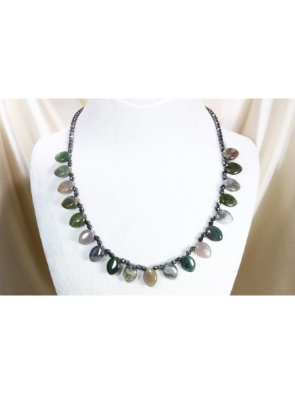 Yosunlu Akik Hematit Kolye / Özel Tasarım Doğal Taş Kolye