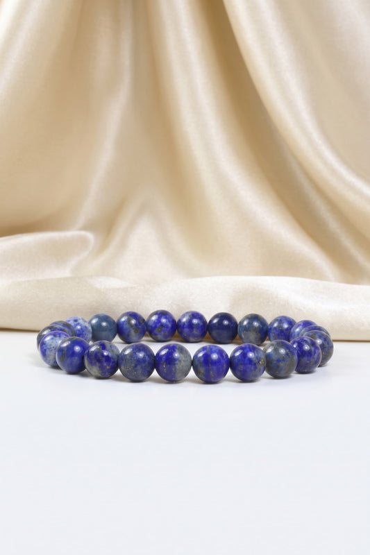 Hakiki Lapis Lazuli Bileklik - Küre Kesim Lacivert
