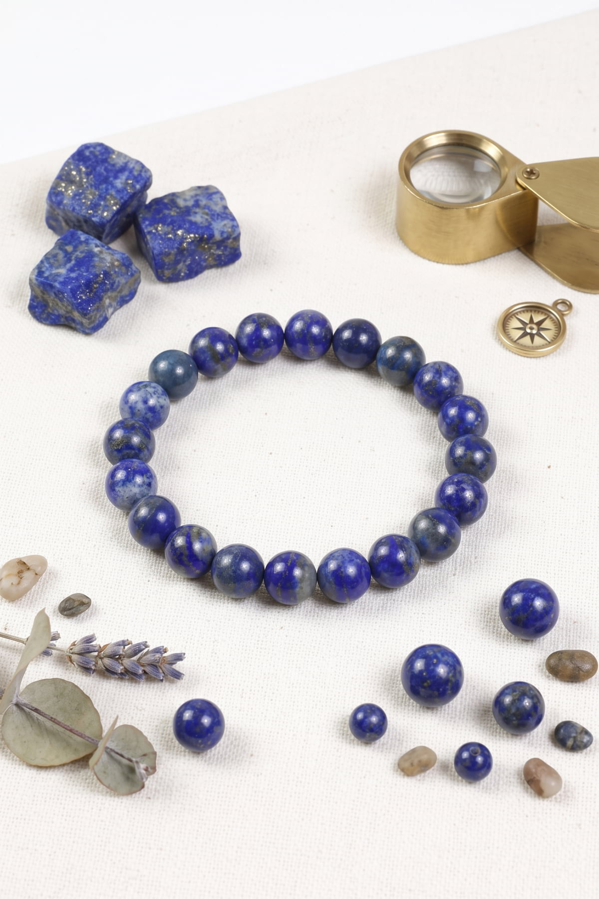 Hakiki Lapis Lazuli Bileklik - Küre Kesim Lacivert