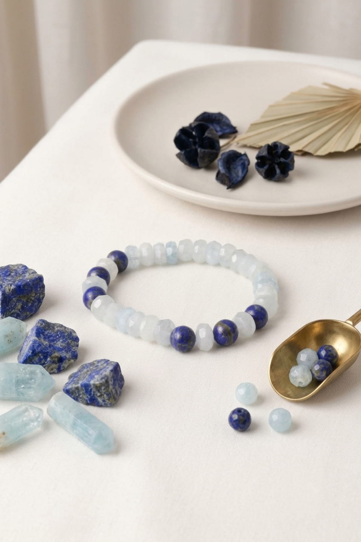 El Kesimi Rondela Akuamarin Lapis Lazuli Bileklik