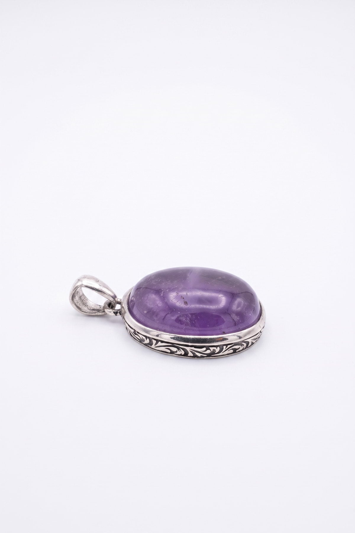 Ametist Taşı Kolye Ucu - 925 Ayar Gümüş 2,1x1,5 cm