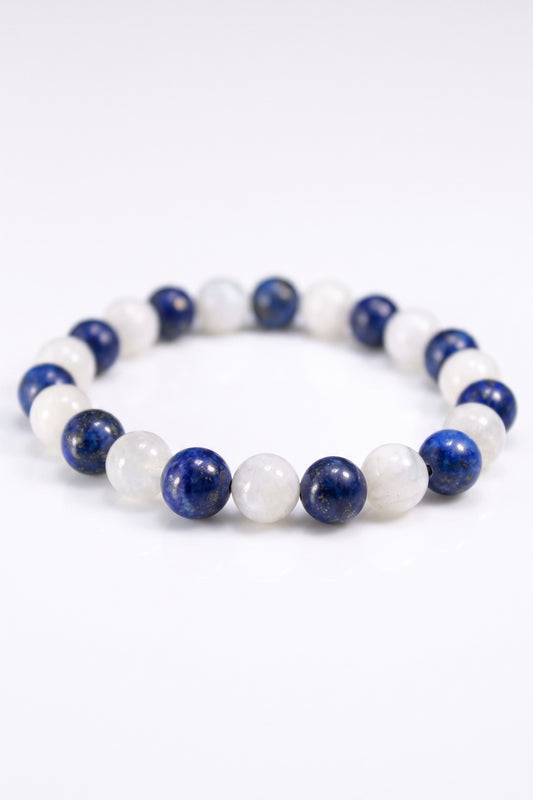 Doğal Ay Taşı Lapis Lazuli Kadın Kombin Bileklik - 8 mm