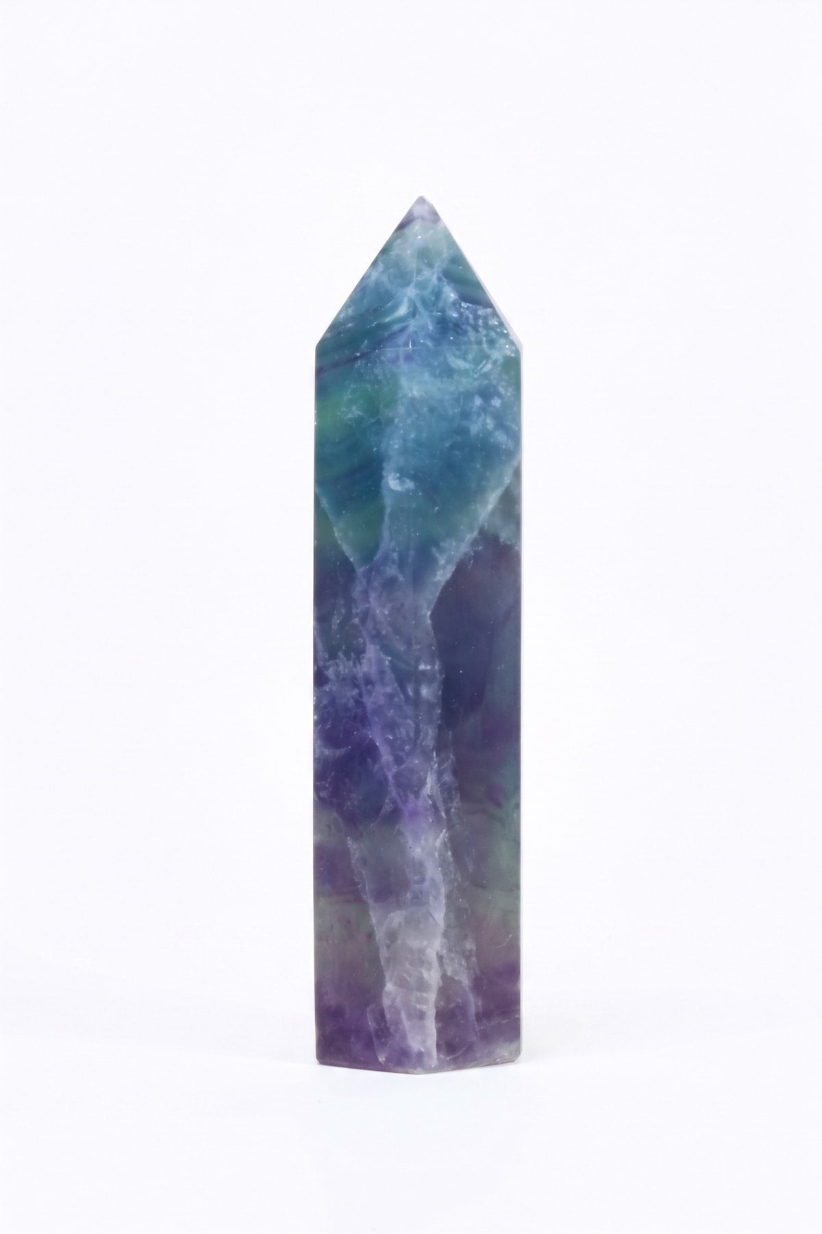 Doğal Florit Taşı Kule Obje - Mor Mavi Kristal 9 cm