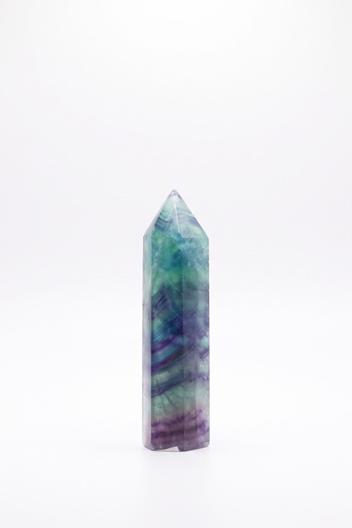 Doğal Florit Taşı Kule Obje - Mor Mavi Kristal 9 cm