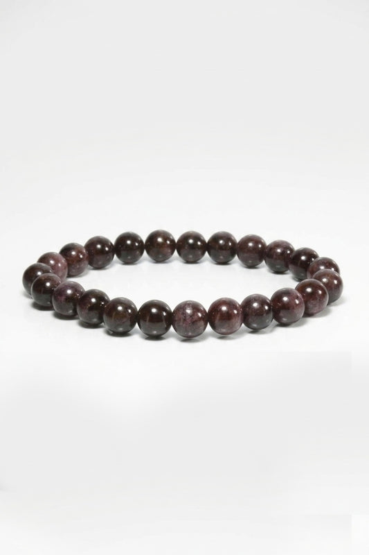 Hakiki Lal Taşı Bileklik - Küre Kesim Bordo Garnet