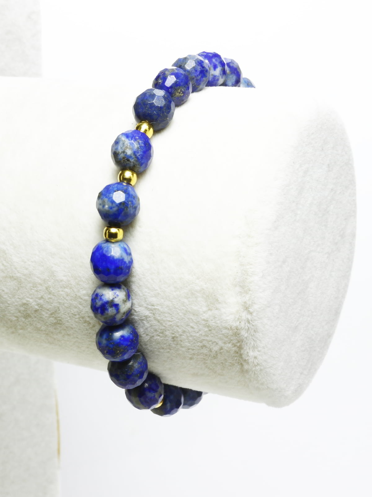 Lapis Lazuli Faset Kesim Gold Detaylı Kadın Bileklik