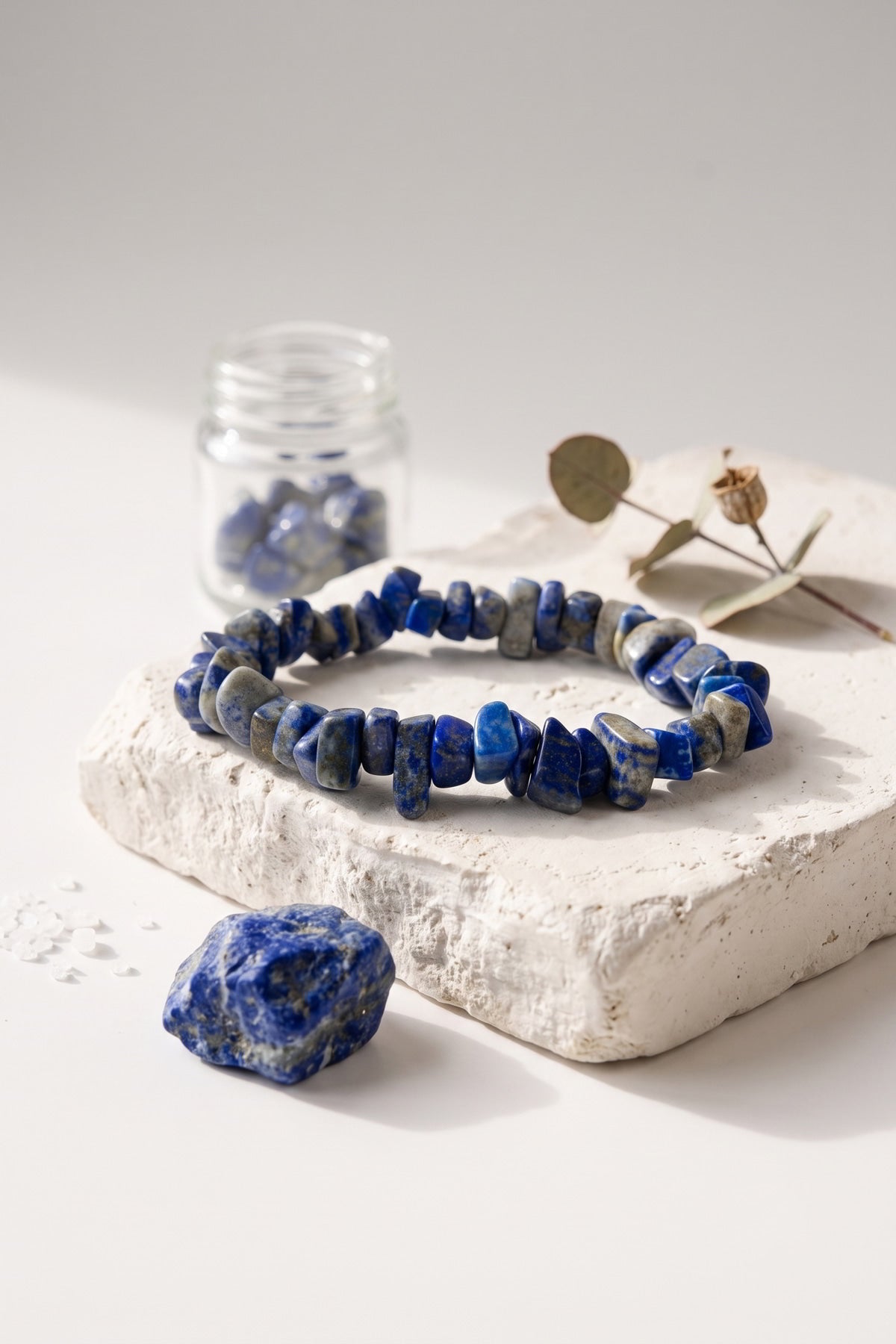 Doğal Kırık Taş Lapis Lazuli Esnek Kadın Bileklik