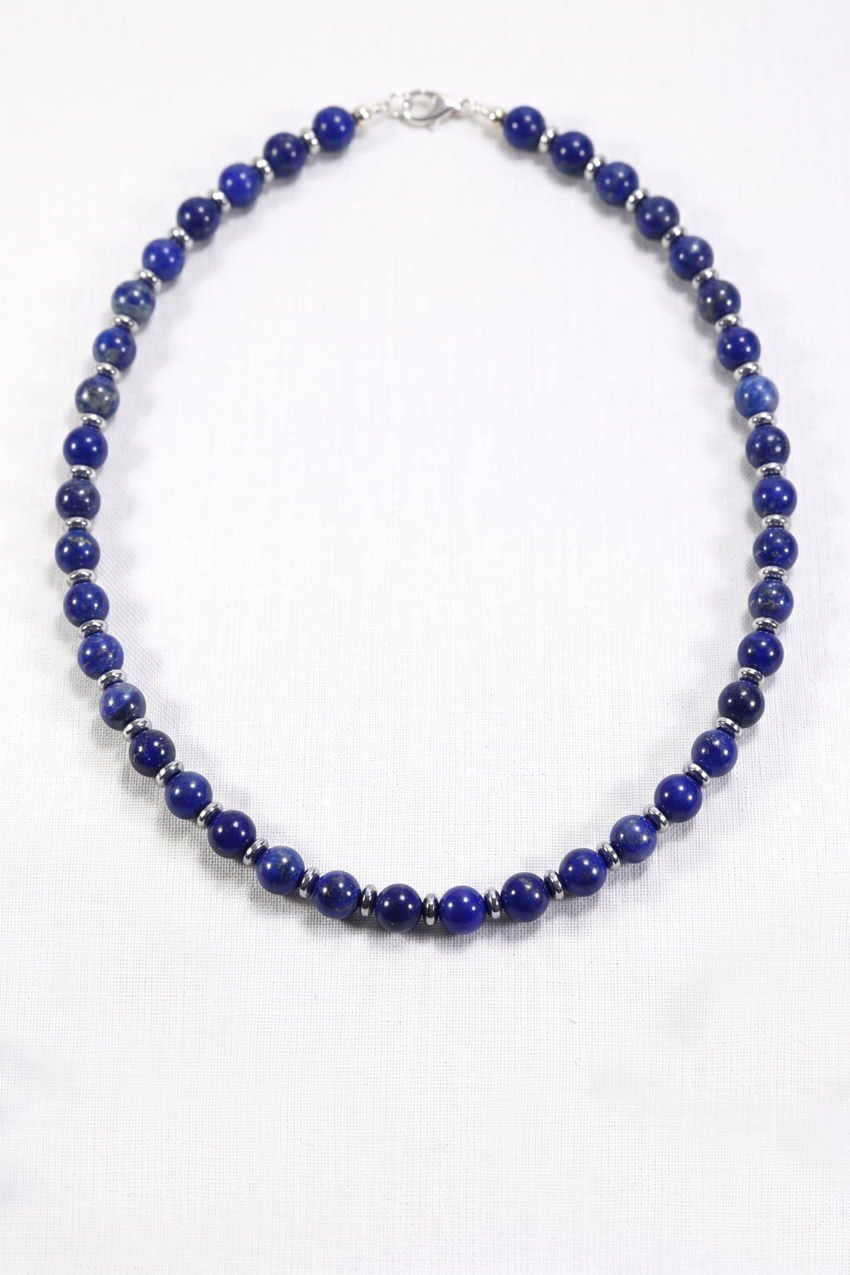 Hakiki Lapis Lazuli ve Hematit Kolye - Lacivert Küre Kesim