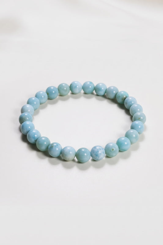 Doğal Larimar Taşı Kadın Bileklik - Okyanus Mavisi 8 mm