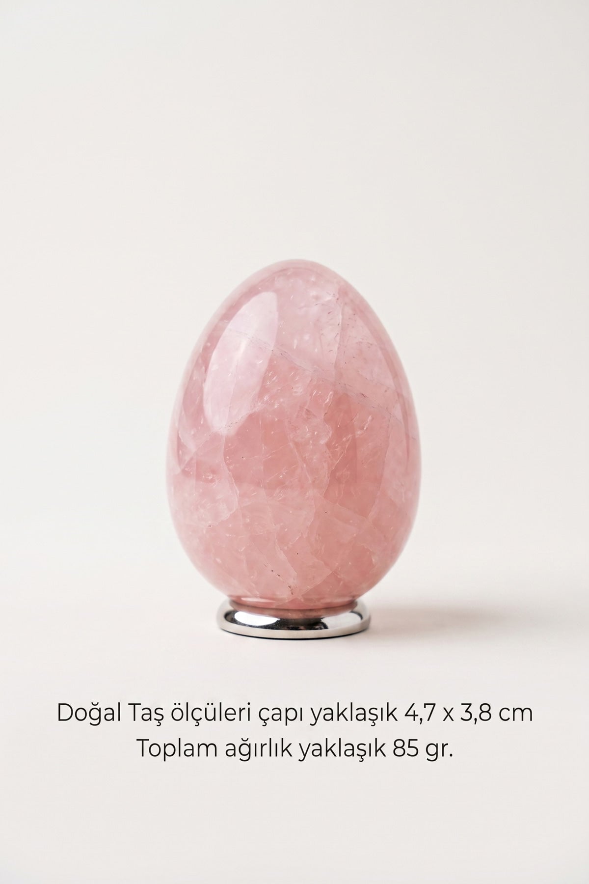 Yumurta Formlu Pembe Kuvars Doğal Taş Masa Üstü Kütle
